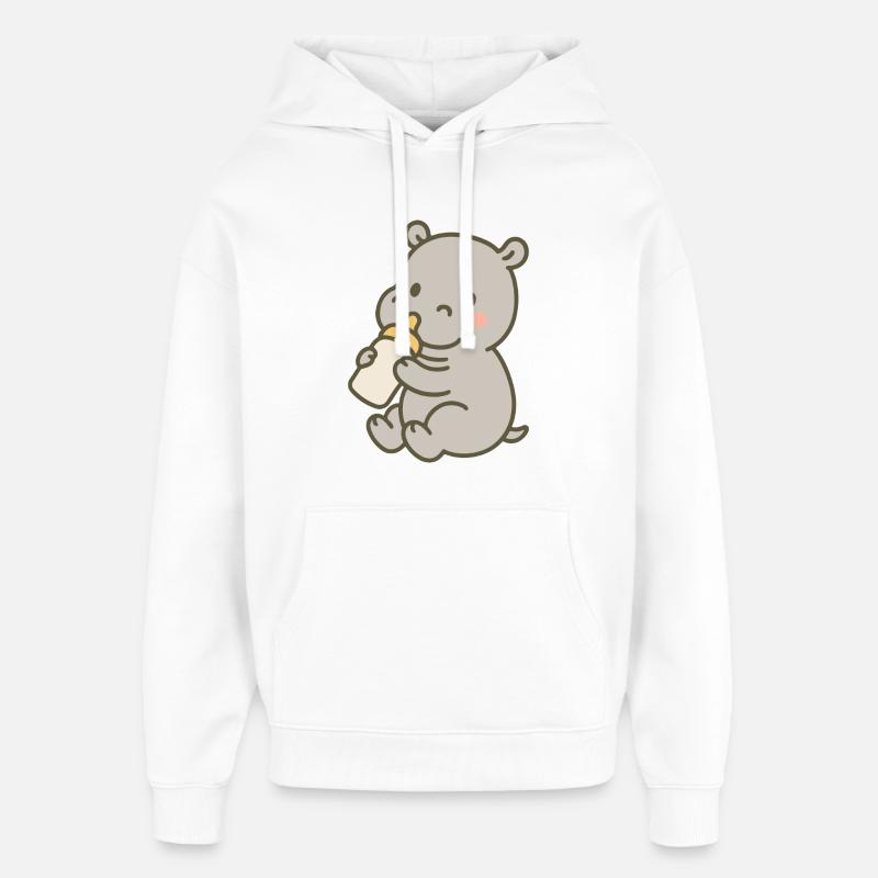 Hippopotame avec bouteille - Sweat à capuche unisexe Stanley/Stella Oversized - blanc