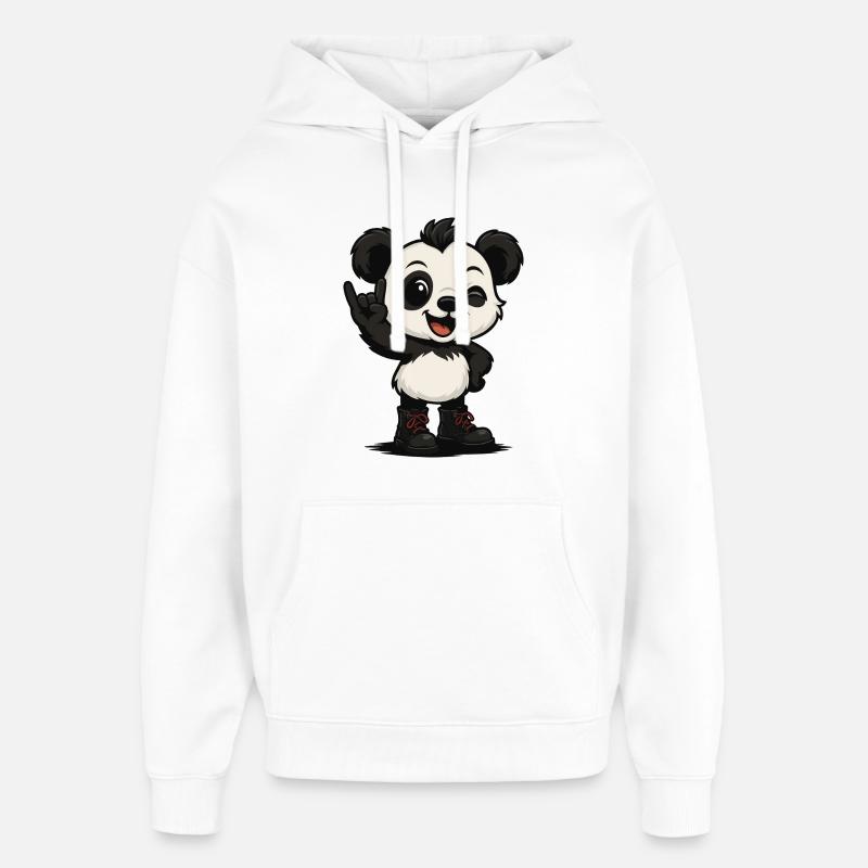 Panda Punk’n’Roll - Sweat à capuche unisexe Stanley/Stella Oversized - blanc