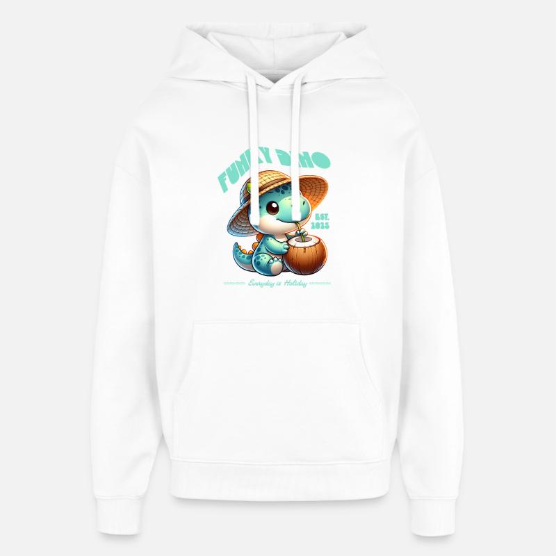 Funky Dino Coconut - Sweat à capuche unisexe Stanley/Stella Oversized - blanc