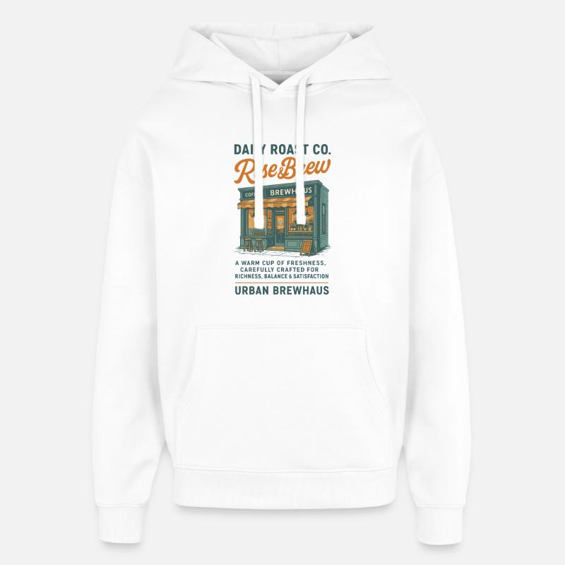 Rise & Brew Design de café urbain - Sweat à capuche unisexe Stanley/Stella Oversized - blanc