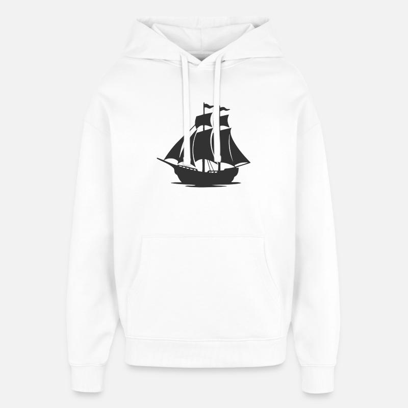 Mysteriöse Silhouette eines Segelschiffs - Oversized Unisex Hoodie von Stanley/Stella - Weiß
