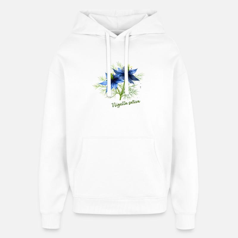Nigella sativa - illustration botanique - Sweat à capuche unisexe Stanley/Stella Oversized - blanc