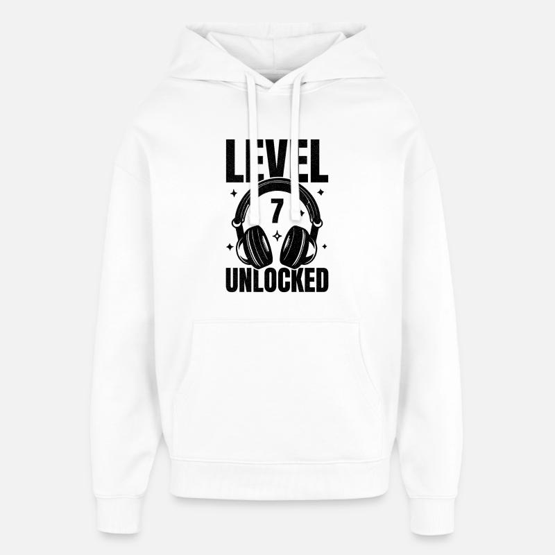Niveau 7 : jeu vidéo débloqué terminé - Sweat à capuche unisexe Stanley/Stella Oversized - blanc