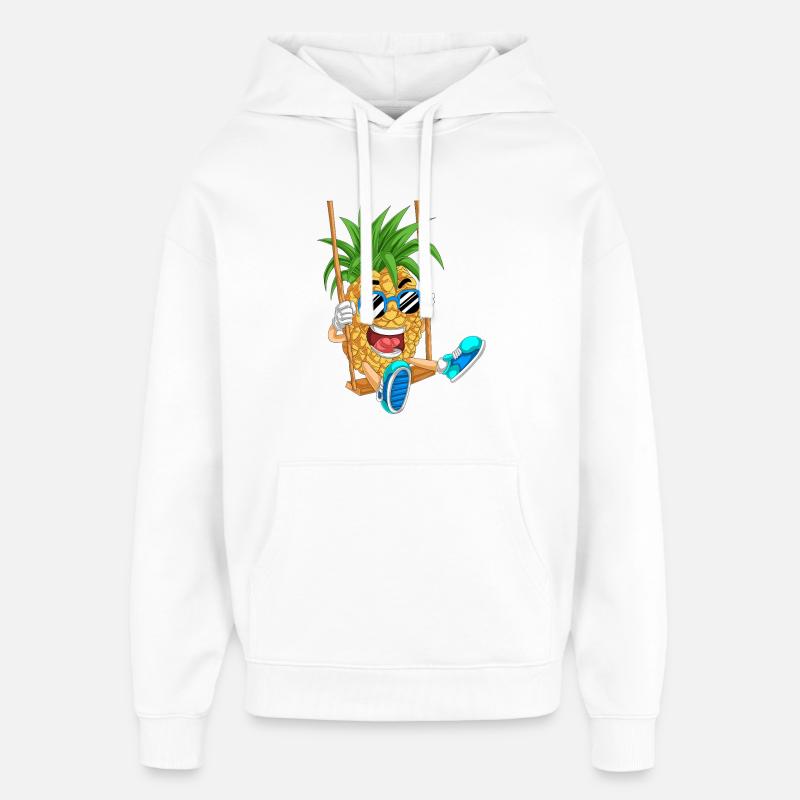 Ananas ludique sur la balançoire - Sweat à capuche unisexe Stanley/Stella Oversized - blanc