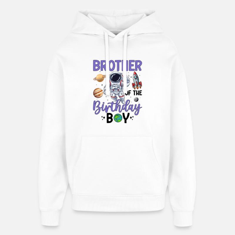 Conception d'anniversaire Space Brother - Sweat à capuche unisexe Stanley/Stella Oversized - blanc