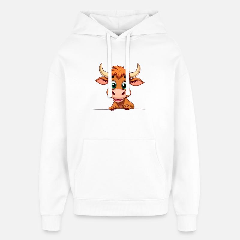 Dessin de taureau drôle - Sweat à capuche unisexe Stanley/Stella Oversized - blanc