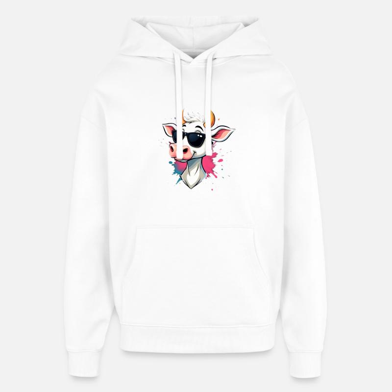Chillen mit Sonnenbrille Kuh - Oversized Unisex Hoodie von Stanley/Stella - Weiß
