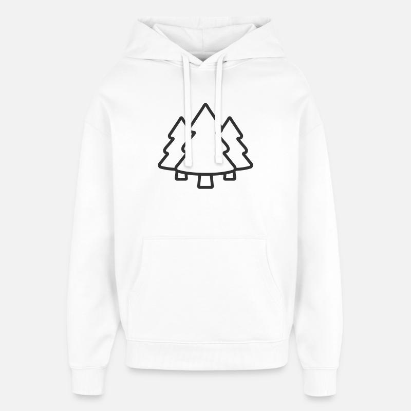 Épinette conifère Forest Line Icon - Sweat à capuche unisexe Stanley/Stella Oversized - blanc