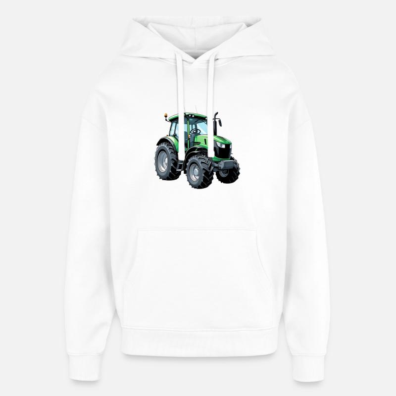 Tracteur vert à l’esthétique moderne - Sweat à capuche unisexe Stanley/Stella Oversized - blanc