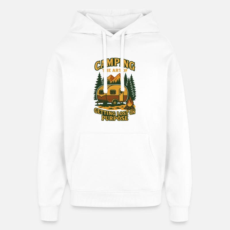 Camping : l’art de se perdre volontairement - Sweat à capuche unisexe Stanley/Stella Oversized - blanc