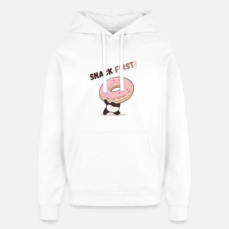 Panda ludique avec un beignet - Sweat à capuche unisexe Stanley/Stella Oversized - blanc