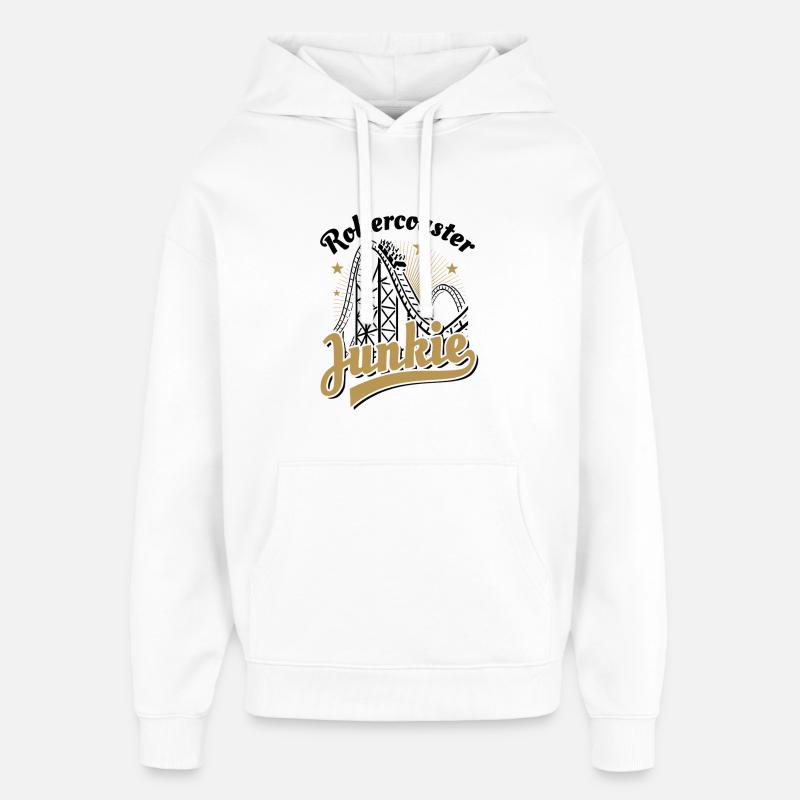 Rollercoaster Junkie - Roller Coaster - Boucle - Sweat à capuche unisexe Stanley/Stella Oversized - blanc