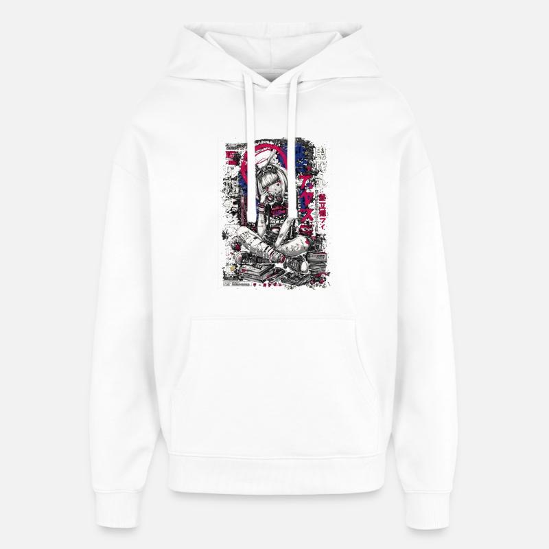 Cyberpunk Mädchen mit Graffiti-Design - Oversized Unisex Hoodie von Stanley/Stella - Weiß