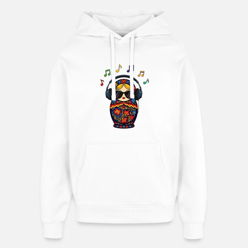 Russe Matriochka Musique Russie Russe - Sweat à capuche unisexe Stanley/Stella Oversized - blanc