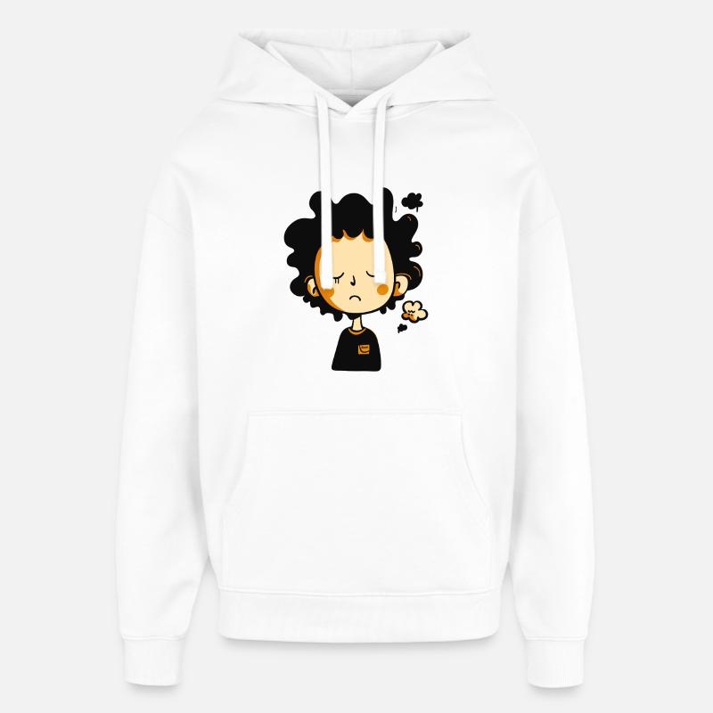 Dessin animé expressif d’humeur à transpirer - Sweat à capuche unisexe Stanley/Stella Oversized - blanc