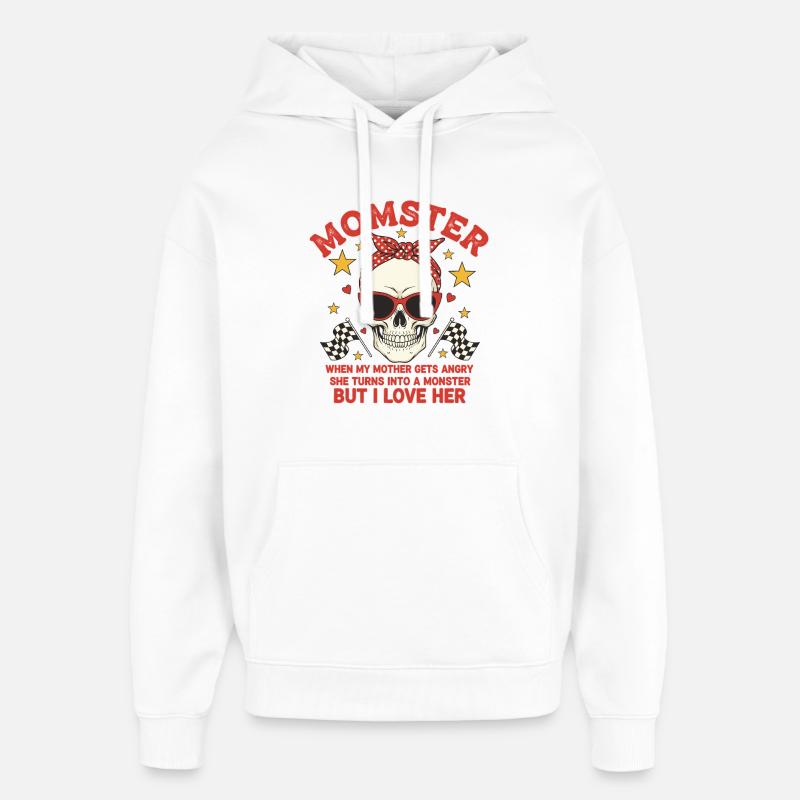 Monstermutter mit retro Skulls Design - Oversized Unisex Hoodie von Stanley/Stella - Weiß