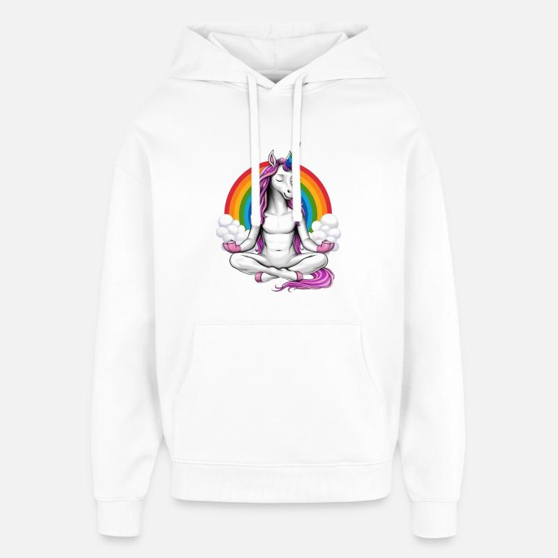 Méditation Yoga Licorne - Sweat à capuche unisexe Stanley/Stella Oversized - blanc