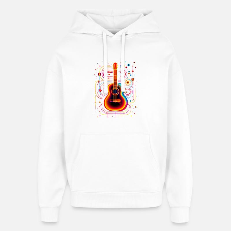 Guitare néon à effet psychédélique - Sweat à capuche unisexe Stanley/Stella Oversized - blanc