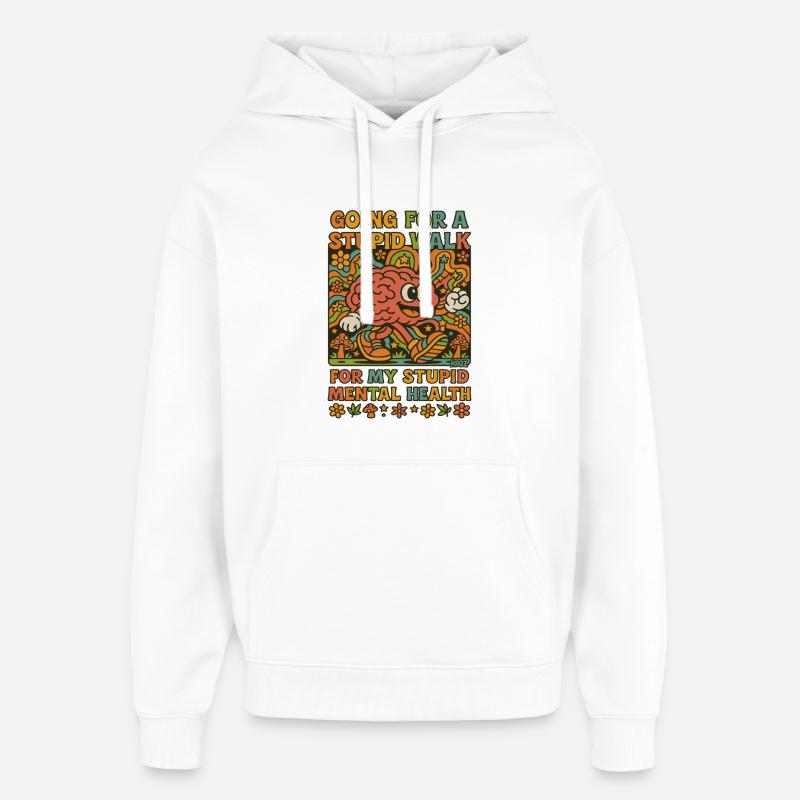 Stupid Walking Brain Retro Psychedelisch - Oversized Unisex Hoodie von Stanley/Stella - Weiß
