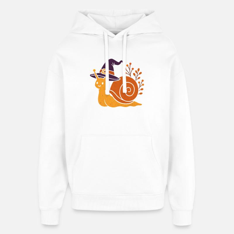 Cute Snail with Witch Hat - Oversized Unisex Hoodie by Stanley/Stella - white