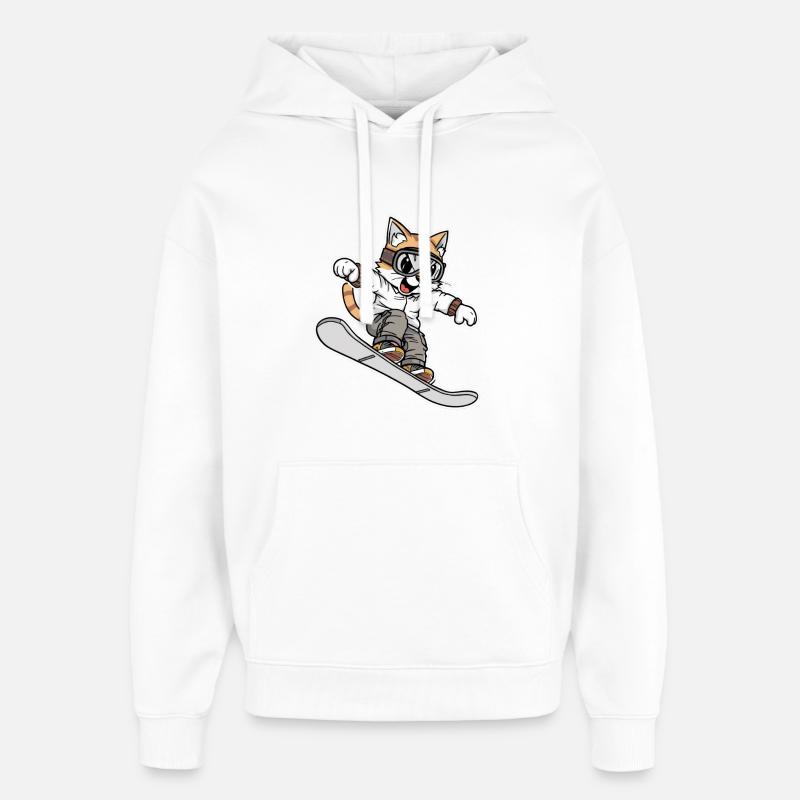 Cool Snowboard Cat Design - Sweat à capuche unisexe Stanley/Stella Oversized - blanc