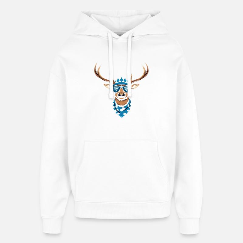 Alpen Hirsch Servus Hirschgeantler Tracht Oktober - Sweat à capuche unisexe Stanley/Stella Oversized - blanc