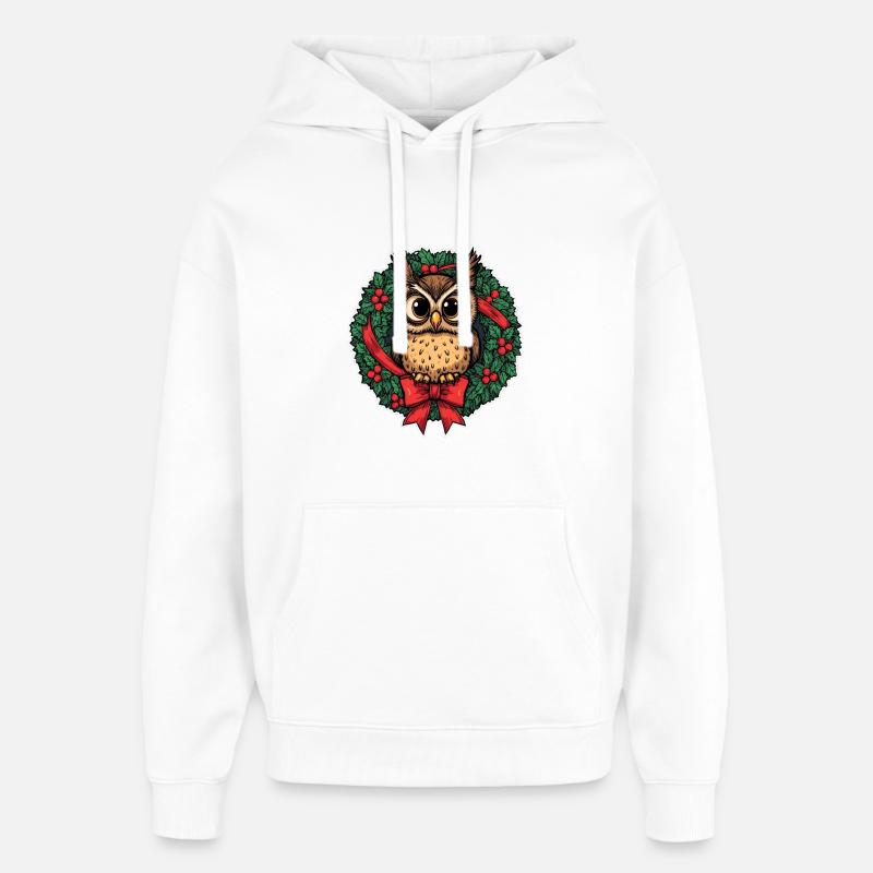 Eule im Weihnachtskranz - Oversized Unisex Hoodie von Stanley/Stella - Weiß
