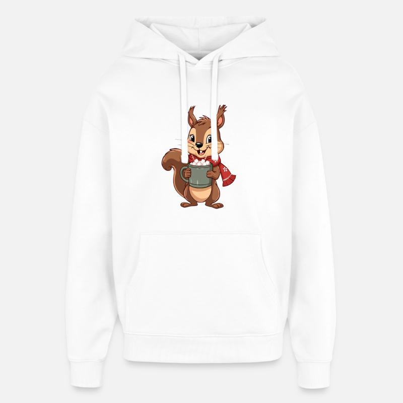 Écureuil cacao d’hiver - Sweat à capuche unisexe Stanley/Stella Oversized - blanc