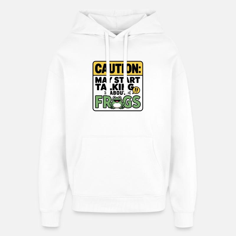Attention : Conversations sur les grenouilles - Sweat à capuche unisexe Stanley/Stella Oversized - blanc
