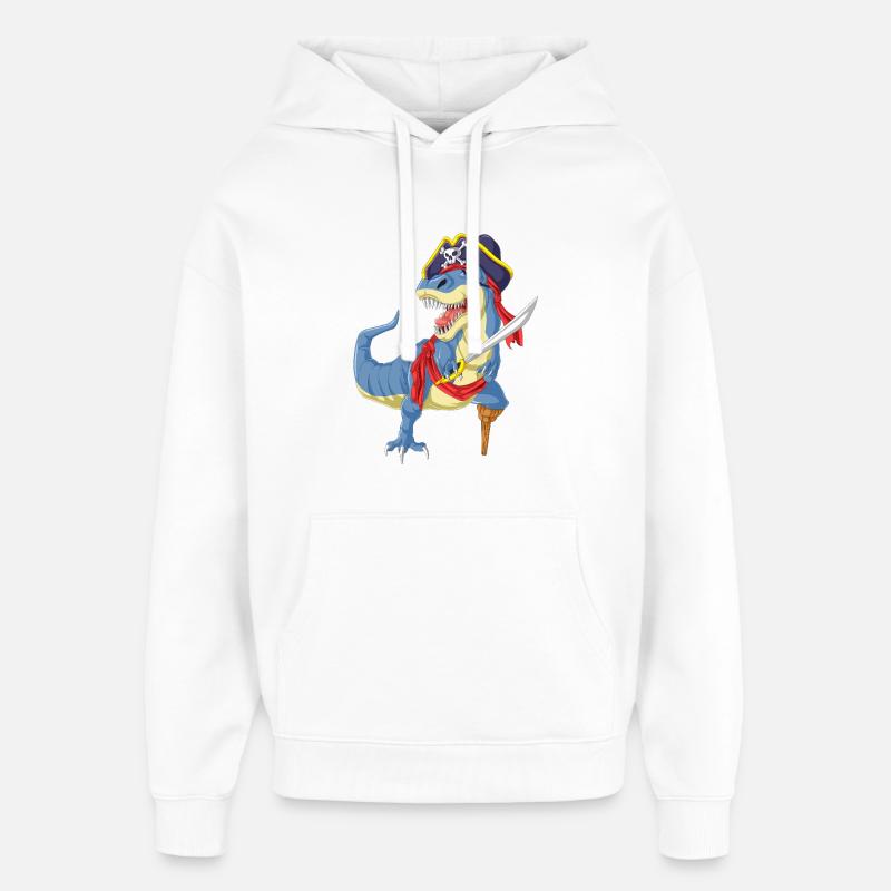 Pirate T-Rex Dinosaure T-shirt drôle - Sweat à capuche unisexe Stanley/Stella Oversized - blanc