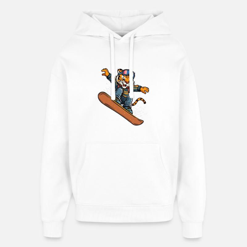 Saut Tiger Snowboarder - Sweat à capuche unisexe Stanley/Stella Oversized - blanc
