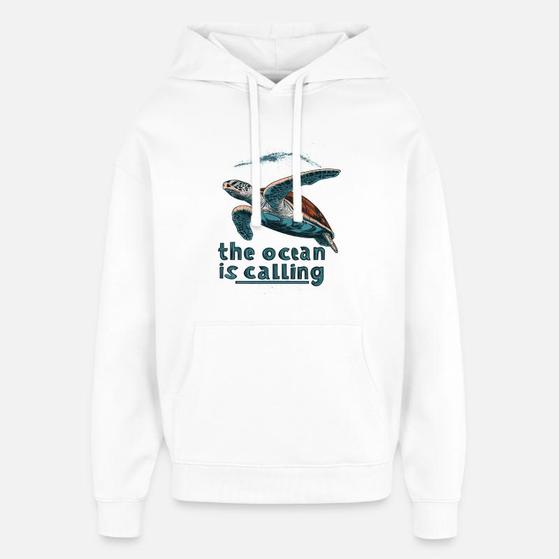 L’appel de l’océan - Turtle Beach - Sweat à capuche unisexe Stanley/Stella Oversized - blanc