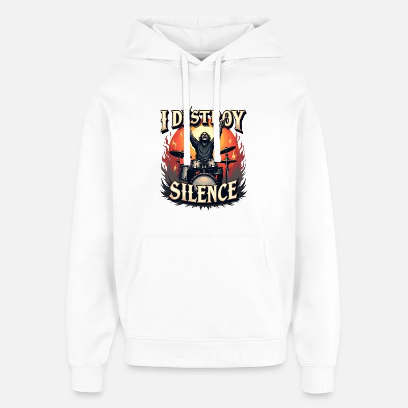 Batteur – I Destroy Silence - Sweat à capuche unisexe Stanley/Stella Oversized - blanc