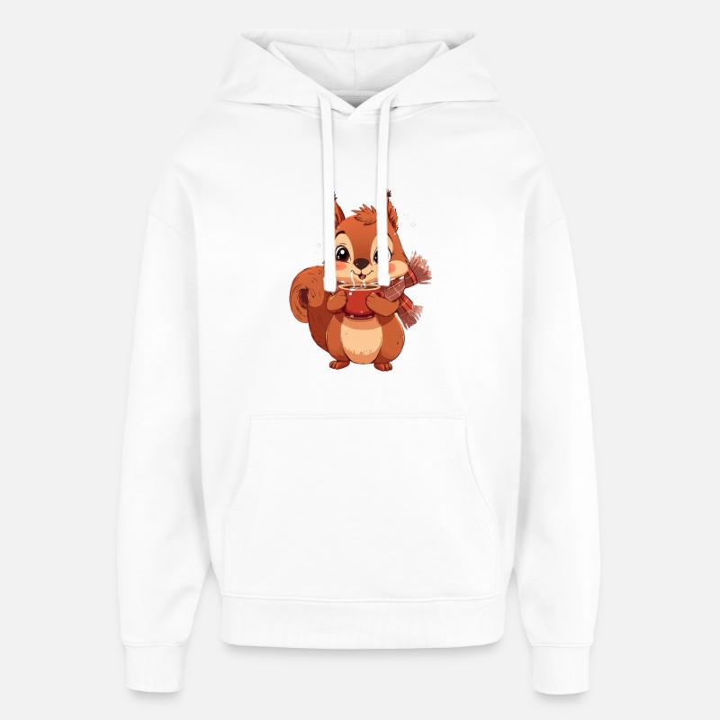 Winterliches Eichhörnchen mit Tasse - Oversized Unisex Hoodie von Stanley/Stella - Weiß