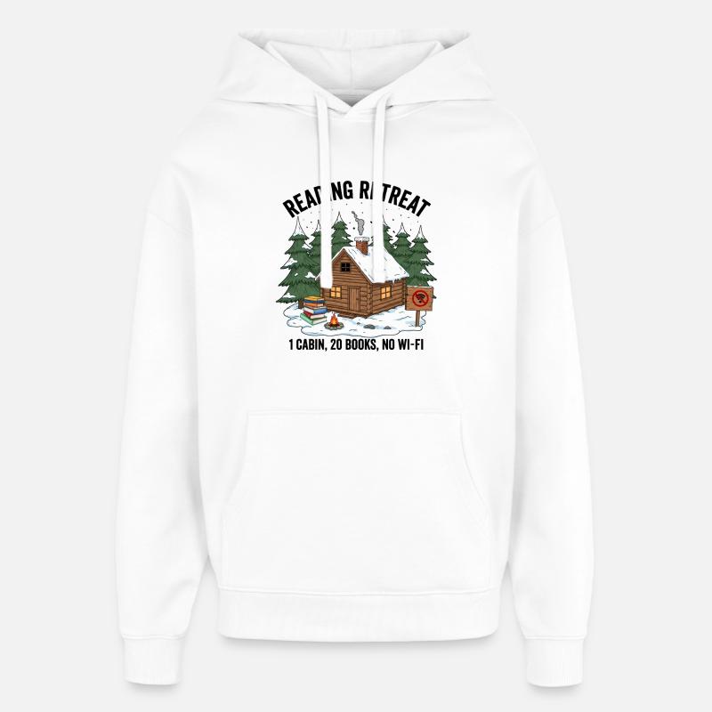 Soirée de lecture de cabane d’hiver - Sweat à capuche unisexe Stanley/Stella Oversized - blanc