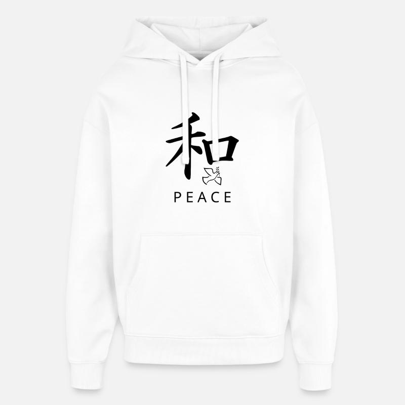 Kanji PEACE (和) avec colombe | Propre Minimal - Sweat à capuche unisexe Stanley/Stella Oversized - blanc