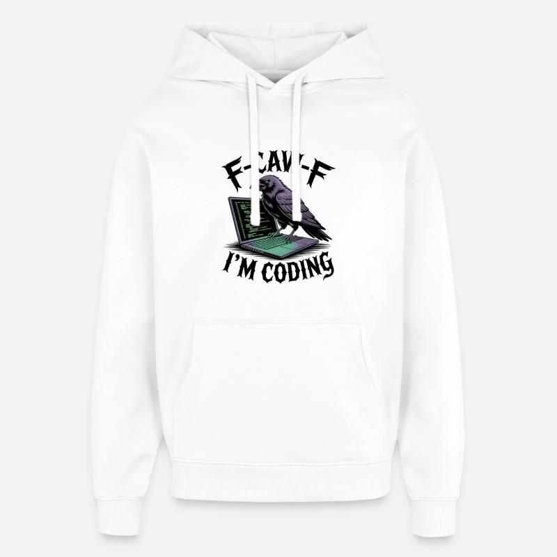 RabenCoder: Code Raven on the laptop - Oversized Unisex Hoodie by Stanley/Stella - white
