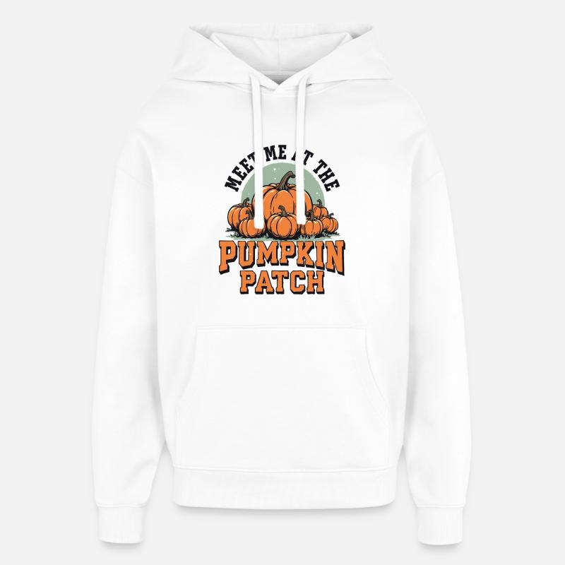 Retrouvez-moi au champ de citrouilles - Sweat à capuche unisexe Stanley/Stella Oversized - blanc