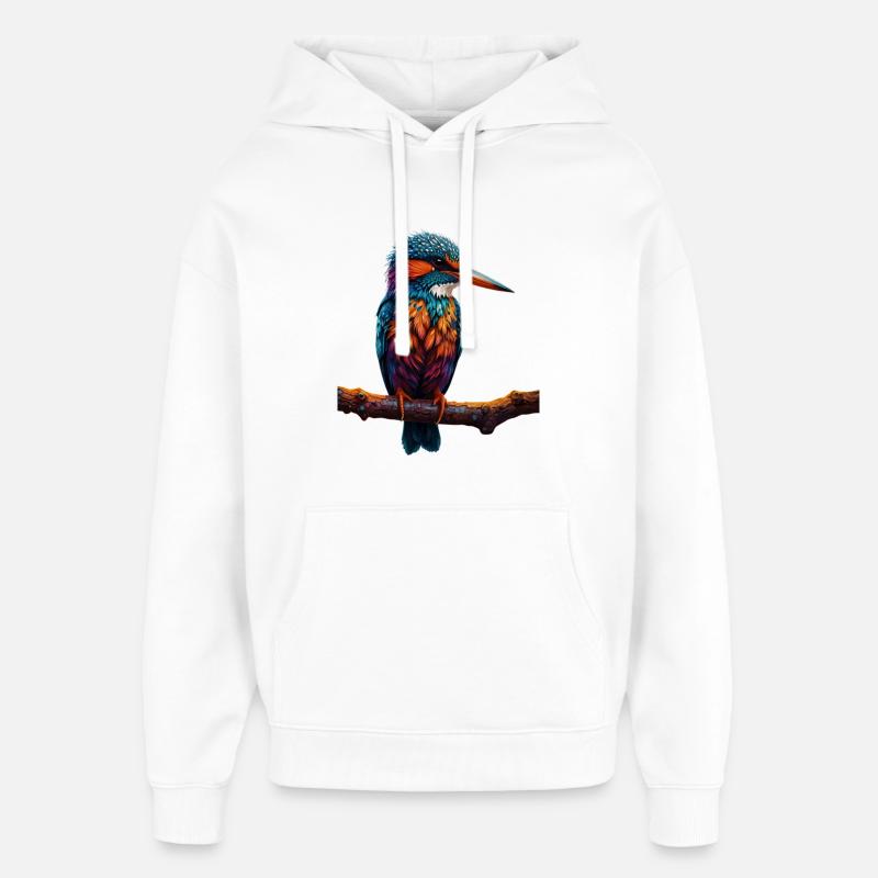 Bunter Eisvogel auf Ast - Oversized Unisex Hoodie von Stanley/Stella - Weiß