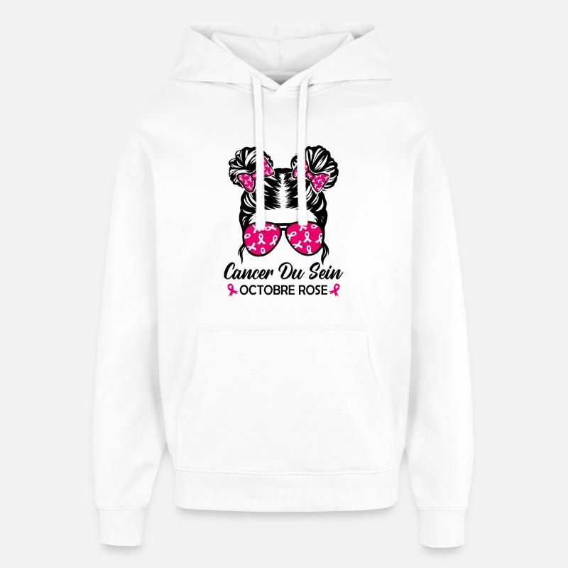 Cancer Du Sein Octobre Rose - Sweat à capuche unisexe Stanley/Stella Oversized - blanc