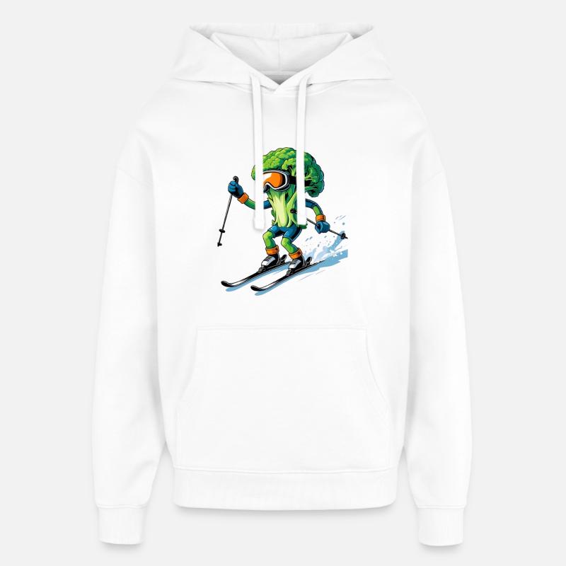 Aventure de ski au brocoli - Sweat à capuche unisexe Stanley/Stella Oversized - blanc