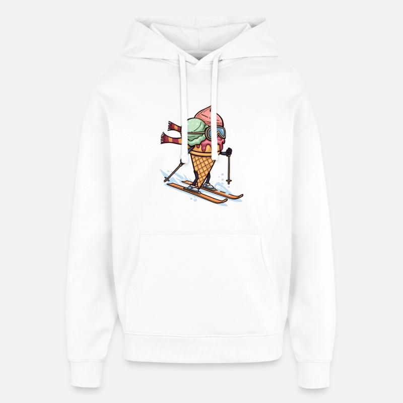 Eiscreme Skifahrer Abenteuer - Sweat à capuche unisexe Stanley/Stella Oversized - blanc