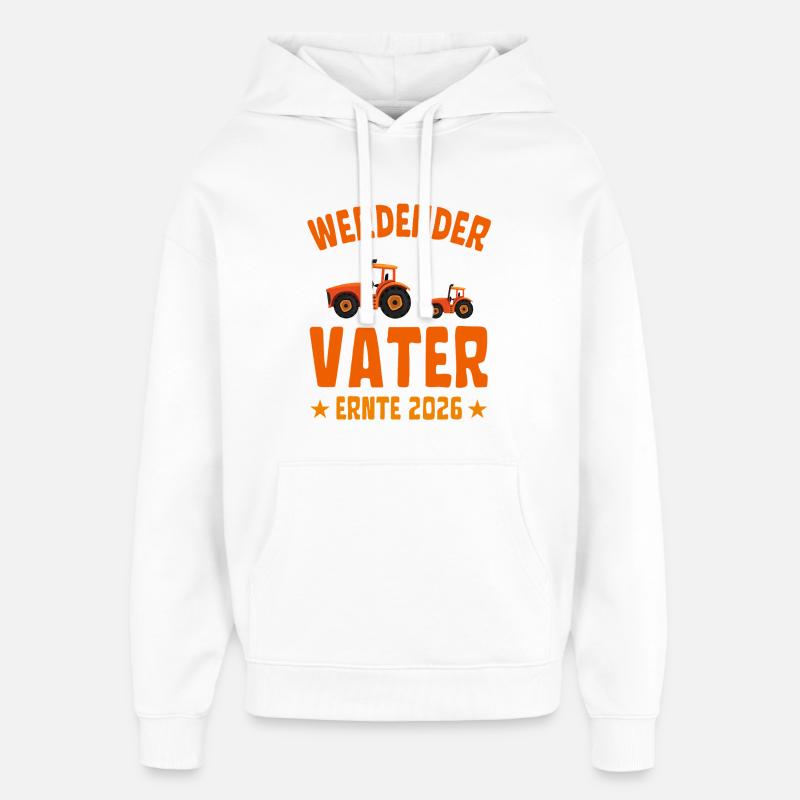 Werdender VATER Ernte 2026 Traktor - Oversized Unisex Hoodie von Stanley/Stella - Weiß