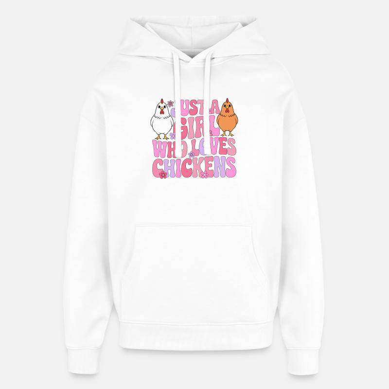 La fille aime les poulets - Sweat à capuche unisexe Stanley/Stella Oversized - blanc