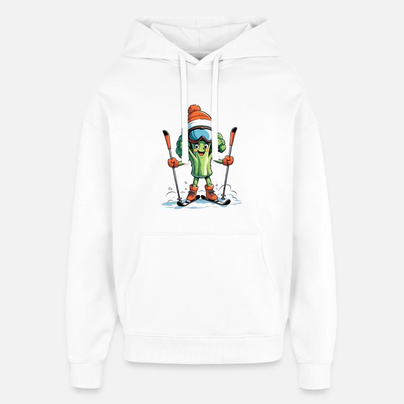 Skieur de brocoli avec casque - Sweat à capuche unisexe Stanley/Stella Oversized - blanc