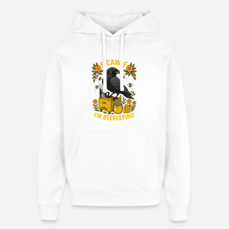 F-Caw-F corbeau drôle - Sweat à capuche unisexe Stanley/Stella Oversized - blanc