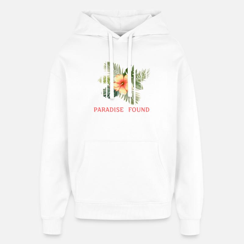 Paradis Tropical Hibiscus Fragmenté - Sweat à capuche unisexe Stanley/Stella Oversized - blanc