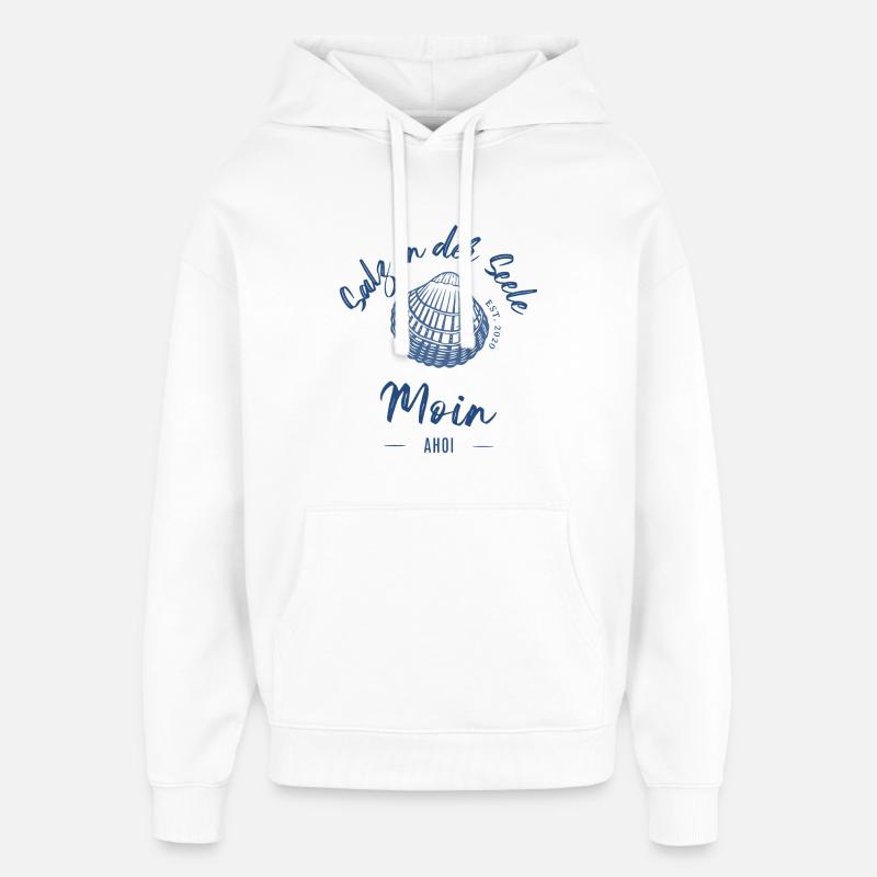 Le sel dans l’âme | Maritmes Design - Sweat à capuche unisexe Stanley/Stella Oversized - blanc