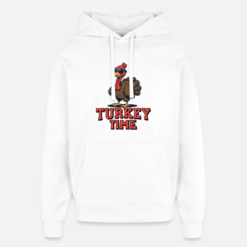 Heure de la dinde - Sweat à capuche unisexe Stanley/Stella Oversized - blanc