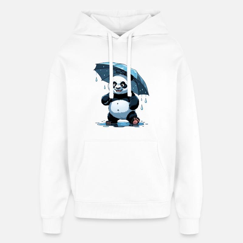 Panda sous parapluie - Sweat à capuche unisexe Stanley/Stella Oversized - blanc
